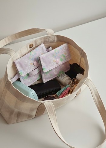 Mor Pastel Desenli Elastik Kadın Cüzdan 2 adet - Görsel 3