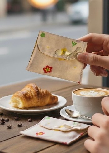 Vintage Beyaz Çiçekli Kadın Cüzdanı - Görsel 2