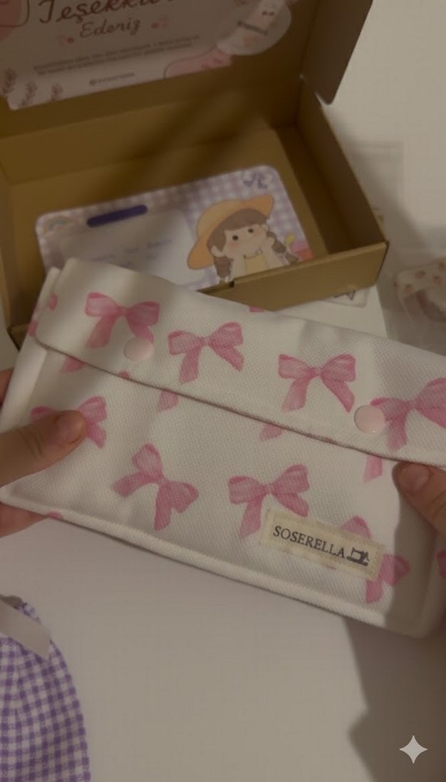 Pembe  baskılı telefon çantası - Görsel 2