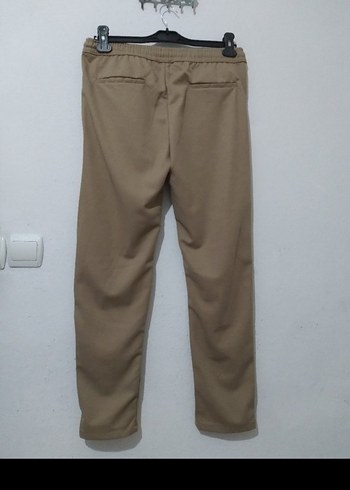 Bej Kadın Kumaş Pantolon, Kemerli, Normal Boy - Görsel 3