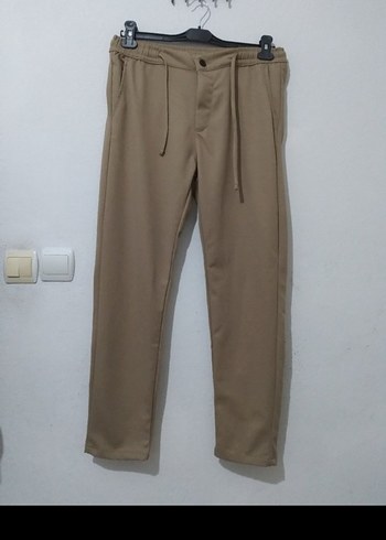 Bej Kadın Kumaş Pantolon, Kemerli, Normal Boy - Görsel 2