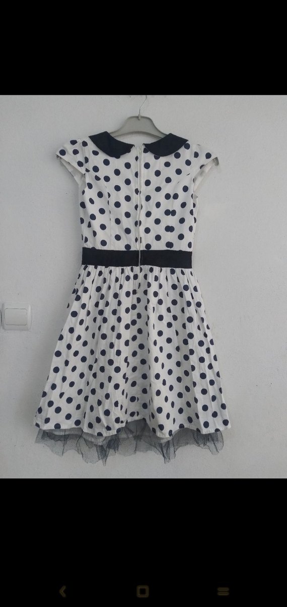 Kısa Kollu Puantiyeli Kız Elbisesi - Görsel 2