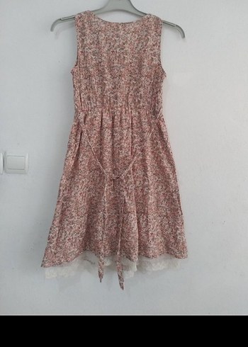 Kız Çocuk V Yaka Dantel Detaylı Bohem Elbise - Görsel 2