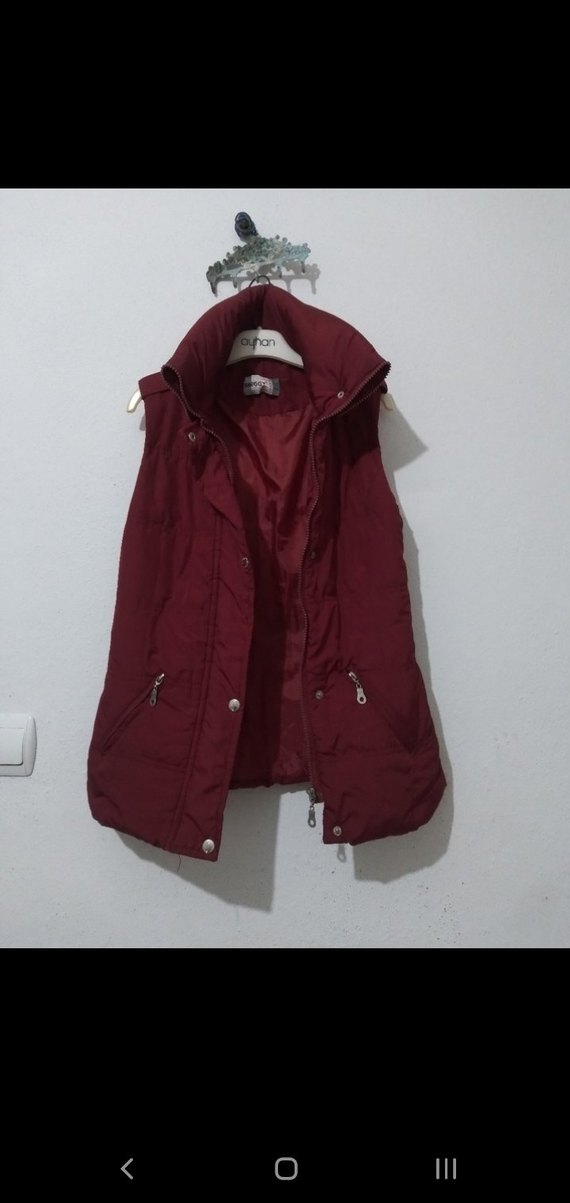 Düğmeli Bordo Kolsuz Yelek - Görsel 2