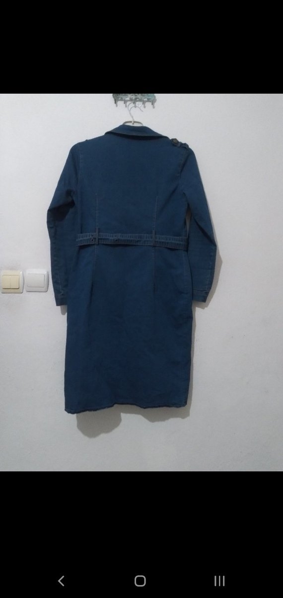 Kemerli Lacivert Uzun Kot Ceket - Görsel 3