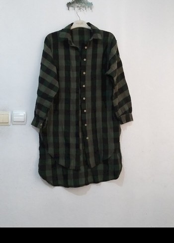 Yeşil Kareli Uzun Kollu Keten Gömlek - Görsel 2