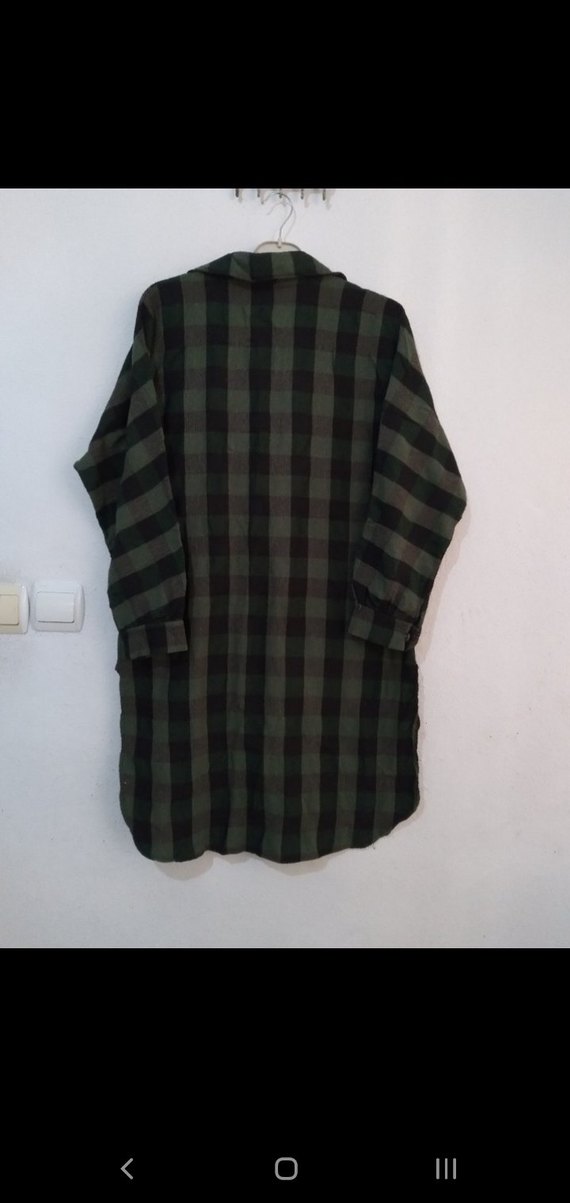 Yeşil Kareli Uzun Kollu Keten Gömlek - Görsel 4