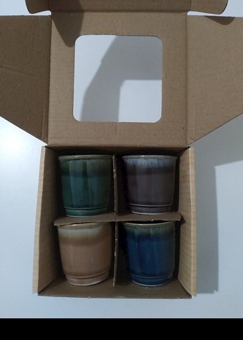 Porline 4'lü Renkli Porselen Espresso fincan seti - Görsel 3