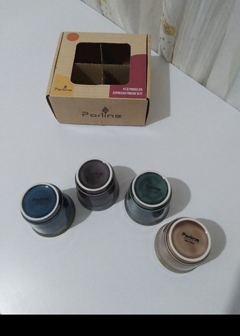 Porline 4'lü Renkli Porselen Espresso fincan seti - Görsel 5