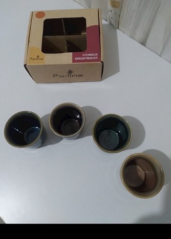 Porline 4'lü Renkli Porselen Espresso fincan seti - Görsel 4