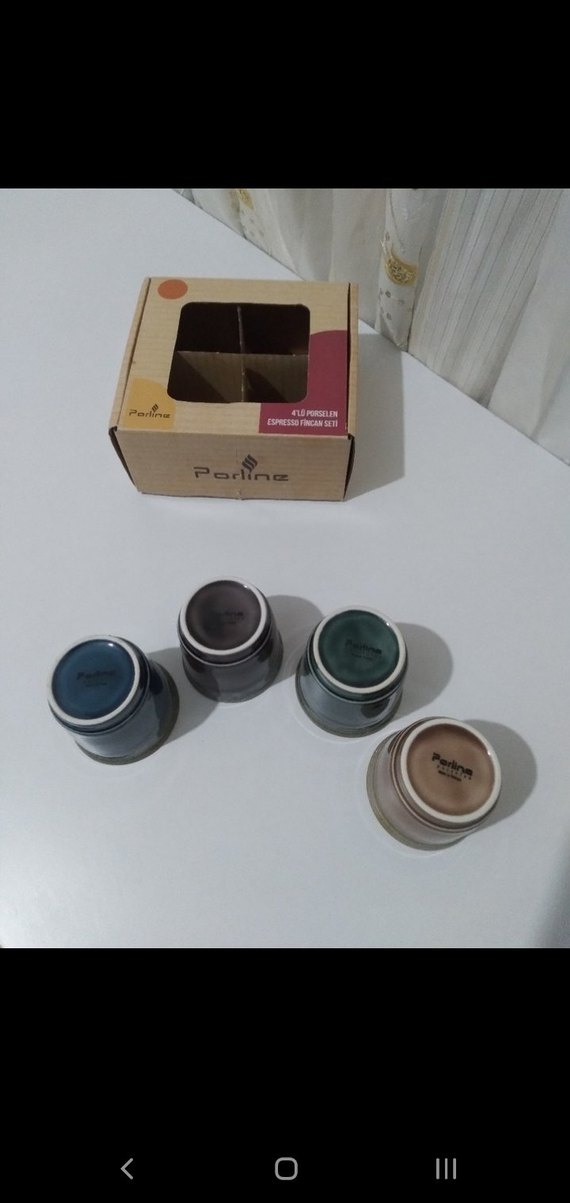 Porline 4'lü Renkli Porselen Espresso fincan seti - Görsel 5