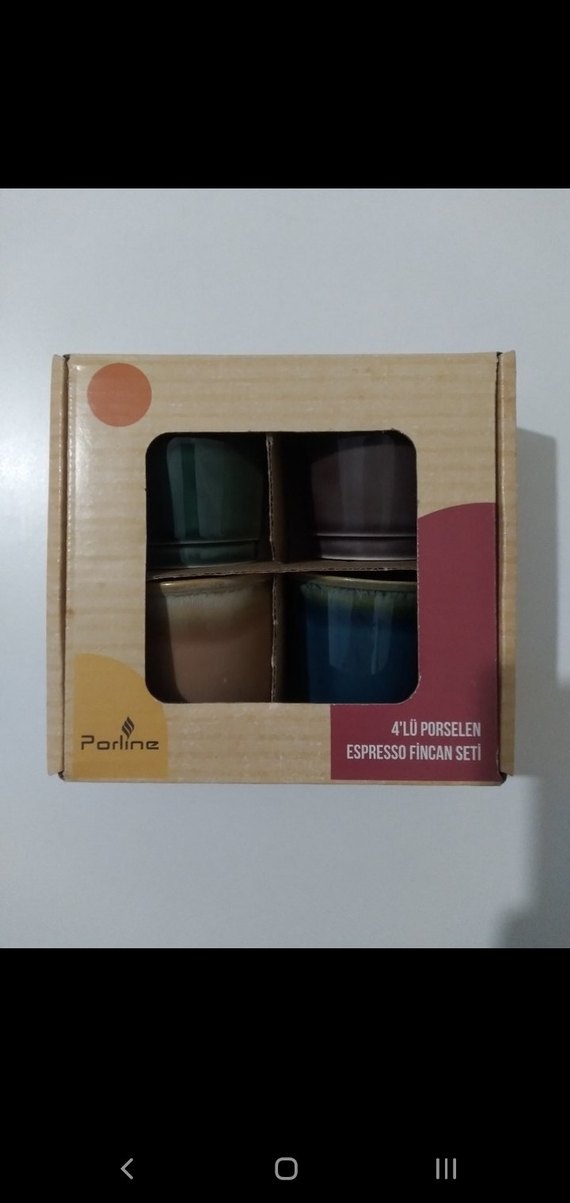 Porline 4'lü Renkli Porselen Espresso fincan seti - Görsel 2