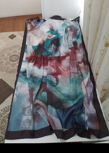 Kadın Çok Renkli İpek Görünümlü Şal - Görsel 3