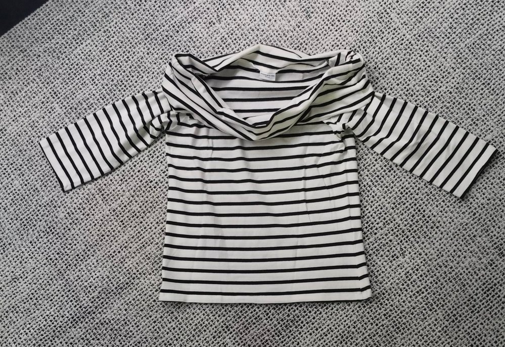 Çizgili 3/4 Kol  Bluz madonna yaka - Görsel 2