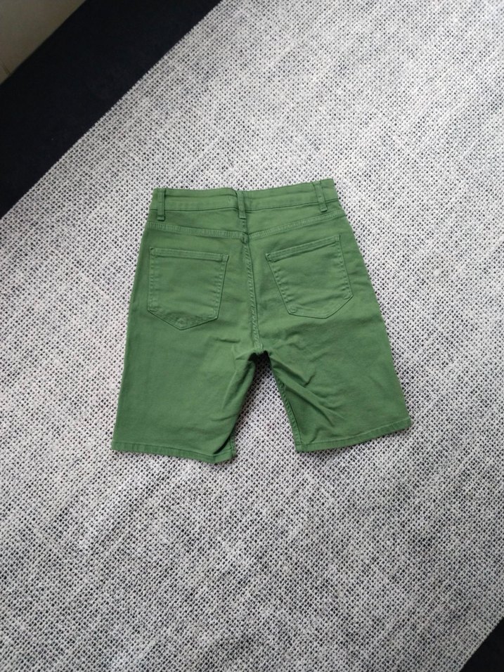 Kadın Yeşil Pamuk Bermuda Şort - Görsel 2