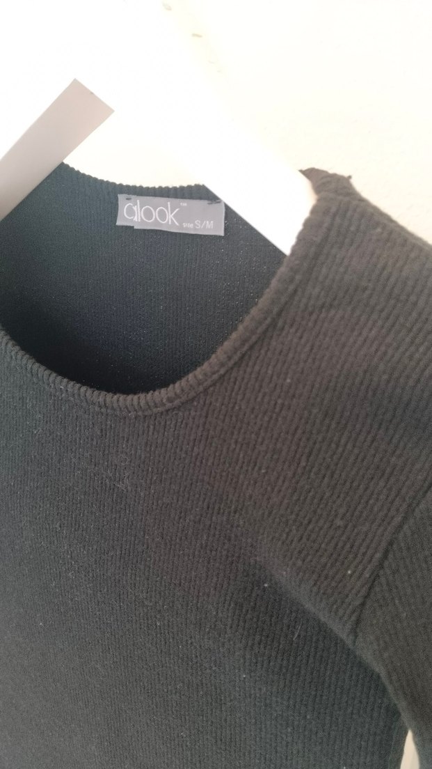 Siyah Kadın Uzun Kollu Triko Elbise - Görsel 2