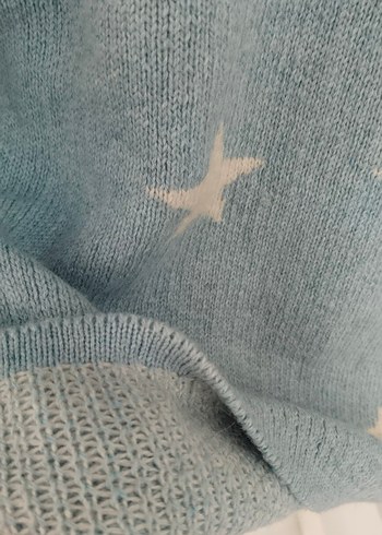 Mavi Yıldız Desenli Triko Kadın Kazak - Görsel 4