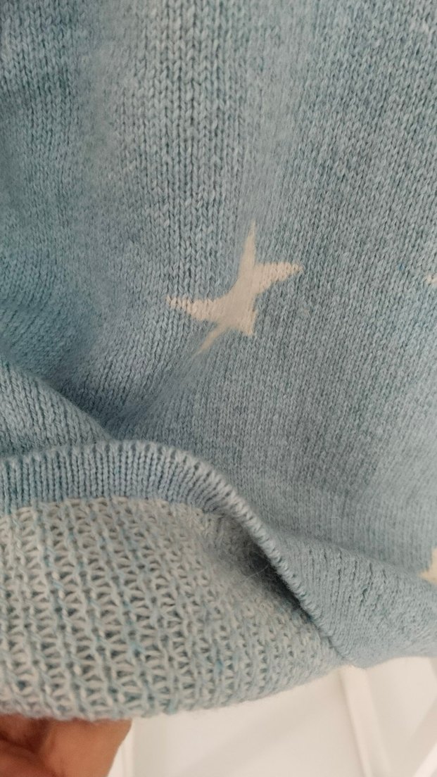 Mavi Yıldız Desenli Triko Kadın Kazak - Görsel 4