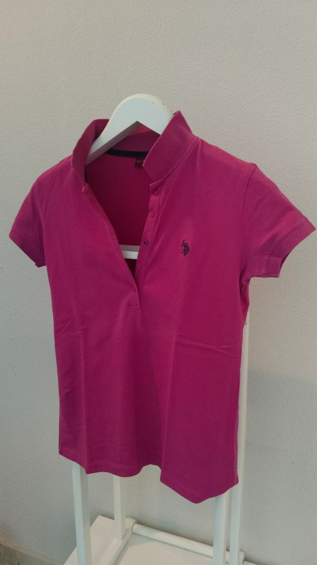 Kadın Mor Kısa Kollu Polo Yaka Tişört - Görsel 2