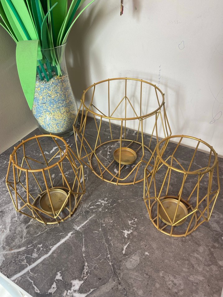 Altın Renk Metal Mumluk Seti - Görsel 2