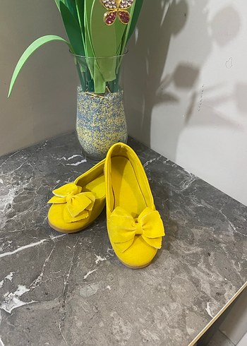 Kız Çocuk Sarı Fiyonklu Babet Ayakkabı - Görsel 2