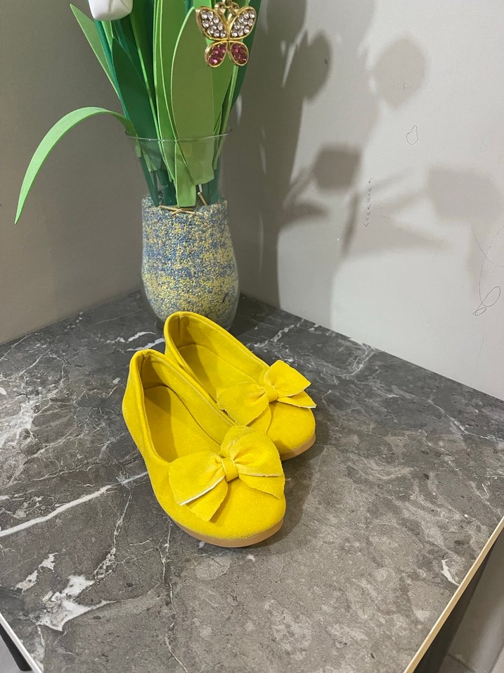 Kız Çocuk Sarı Fiyonklu Babet Ayakkabı - Görsel 4