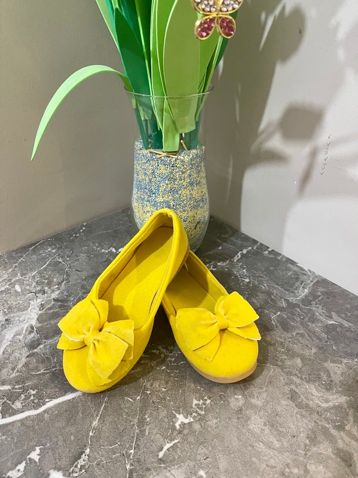 Kız Çocuk Sarı Fiyonklu Babet Ayakkabı - Görsel 3