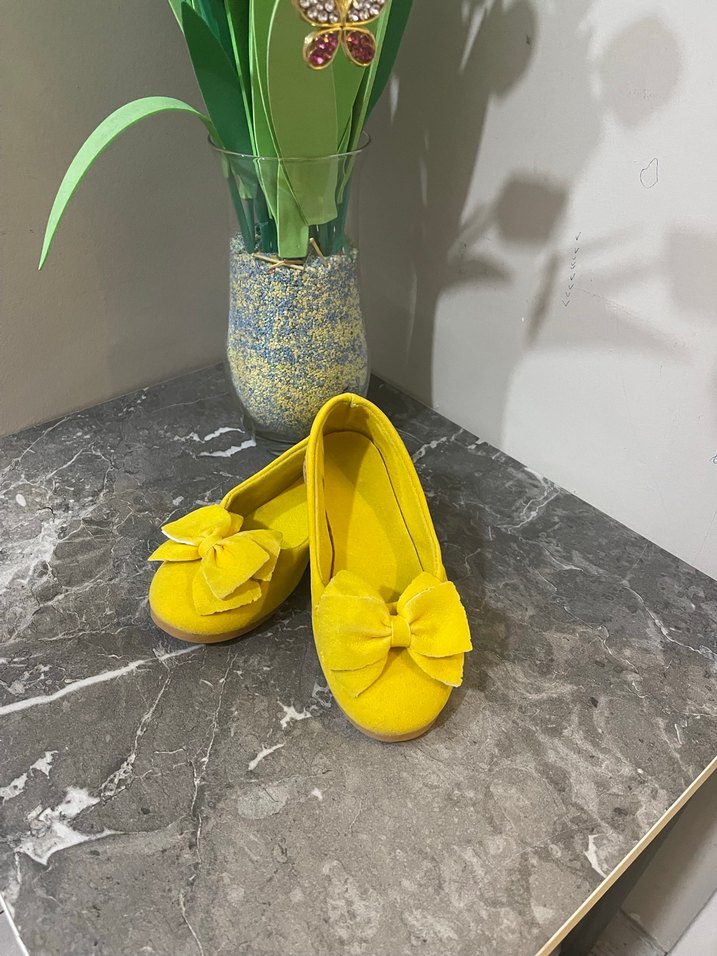 Kız Çocuk Sarı Fiyonklu Babet Ayakkabı - Görsel 2