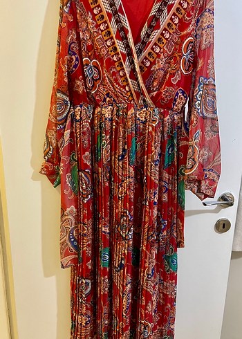 Renkli Bohem Desenli Uzun Elbise - Görsel 2