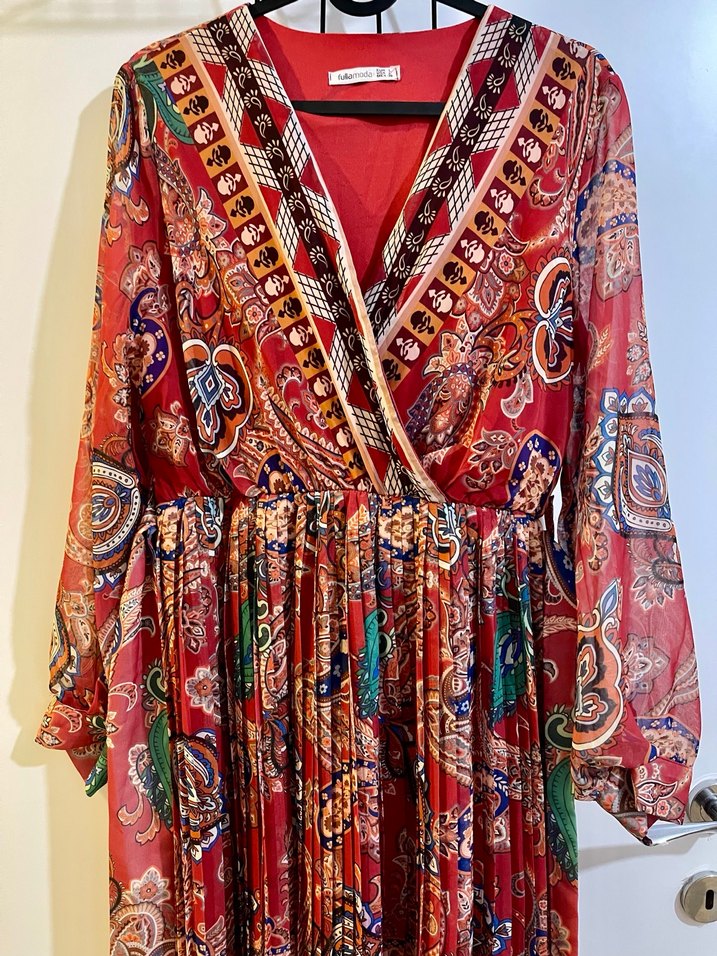 Renkli Bohem Desenli Uzun Elbise - Görsel 3