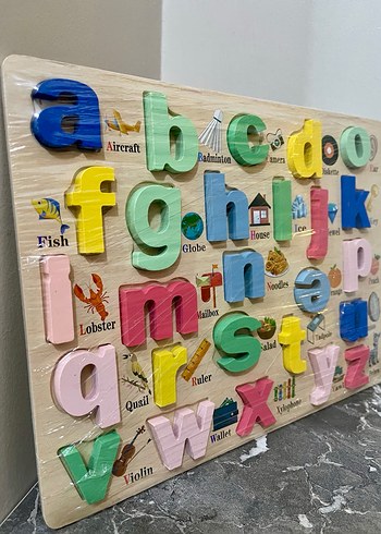 Renkli Ahşap Alfabe Eğitici Oyuncak - Görsel 2