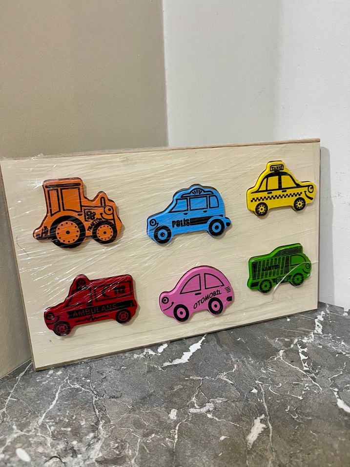 Renkli Taşıtlar Ahşap Çocuk Puzzle - Görsel 2