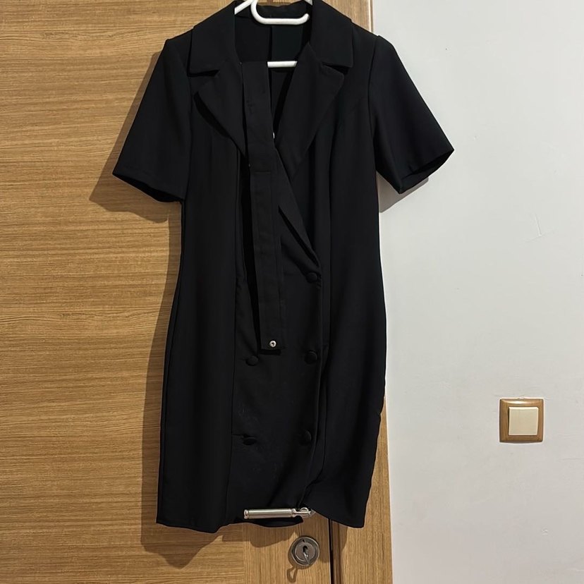 Düğmeli Siyah Notch Yaka Tuxedo Ceket - Görsel 2