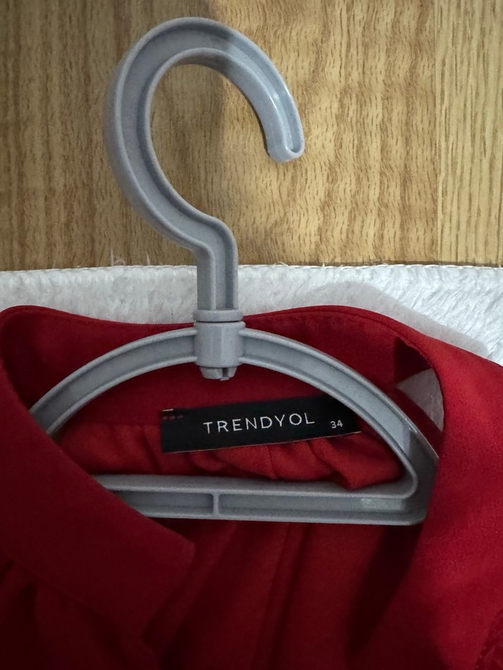 Kırmızı Mini Kadın Elbise Fırfırlı - Görsel 2