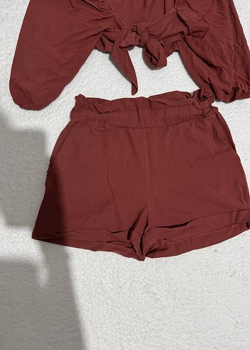 Kiremit Fırfırlı Straplez Kısa Tulum - Görsel 4