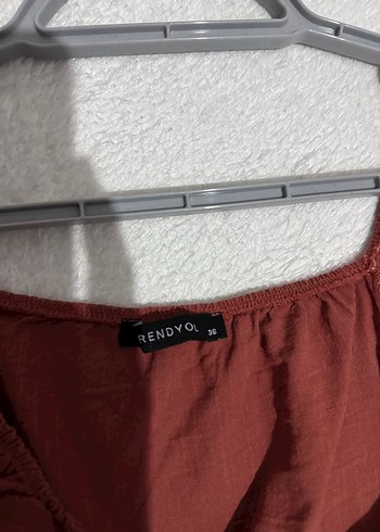 Kiremit Fırfırlı Straplez Kısa Tulum - Görsel 2