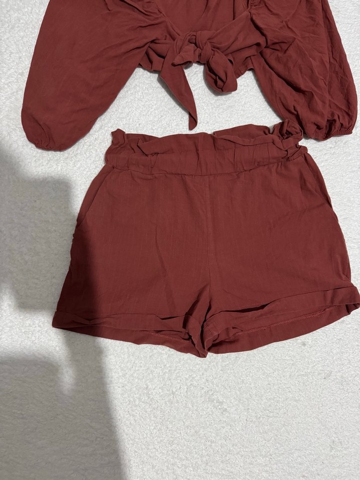 Kiremit Fırfırlı Straplez Kısa Tulum - Görsel 4