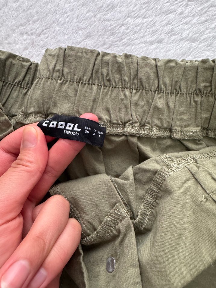 Haki Kadın Mini Keten Etek - Görsel 2