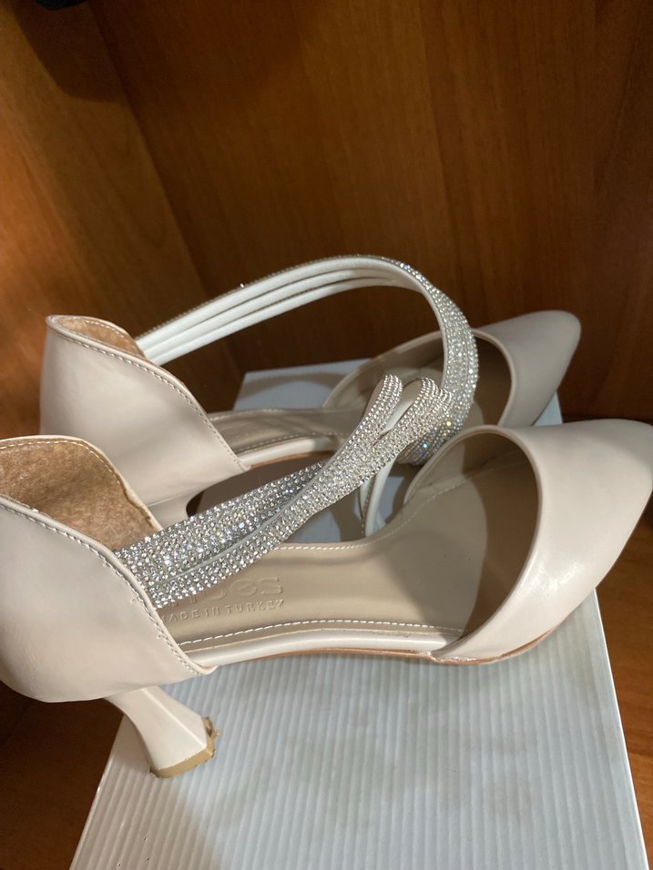 Bej Stiletto Topuklu Kadın Abiye Ayakkabı - Görsel 3