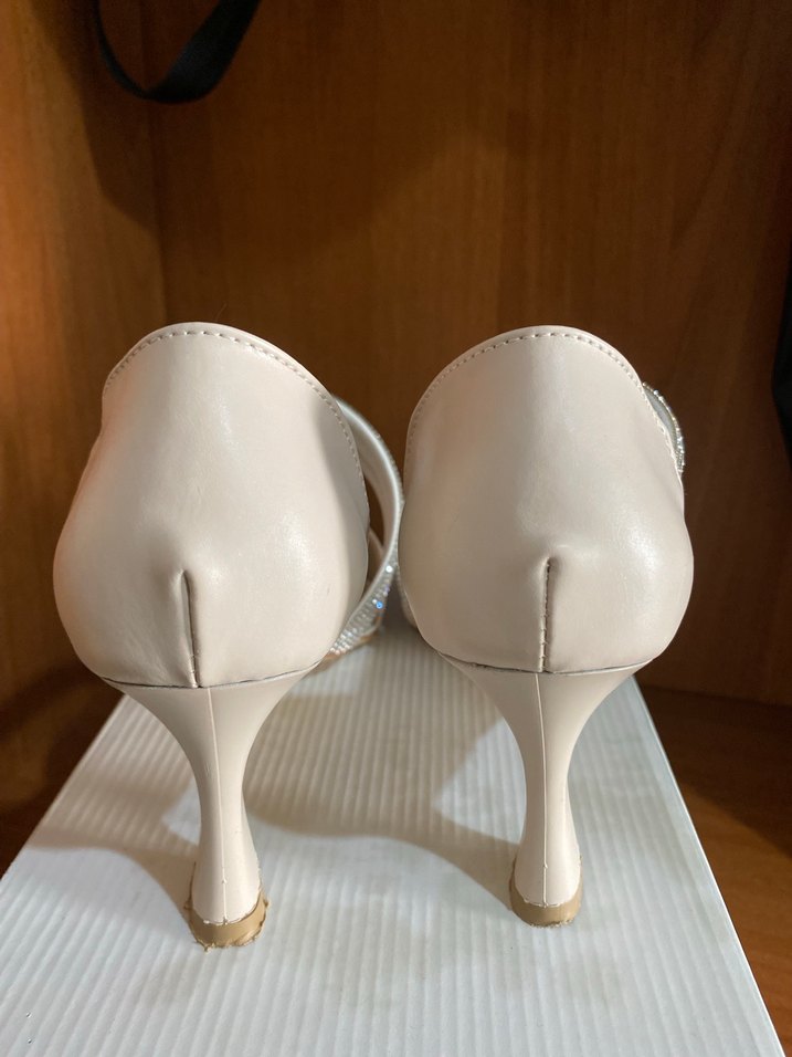 Bej Stiletto Topuklu Kadın Abiye Ayakkabı - Görsel 4