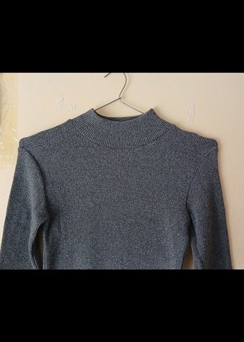 Uzun Kollu Gri Dar Kesim Mini Elbise - Görsel 3