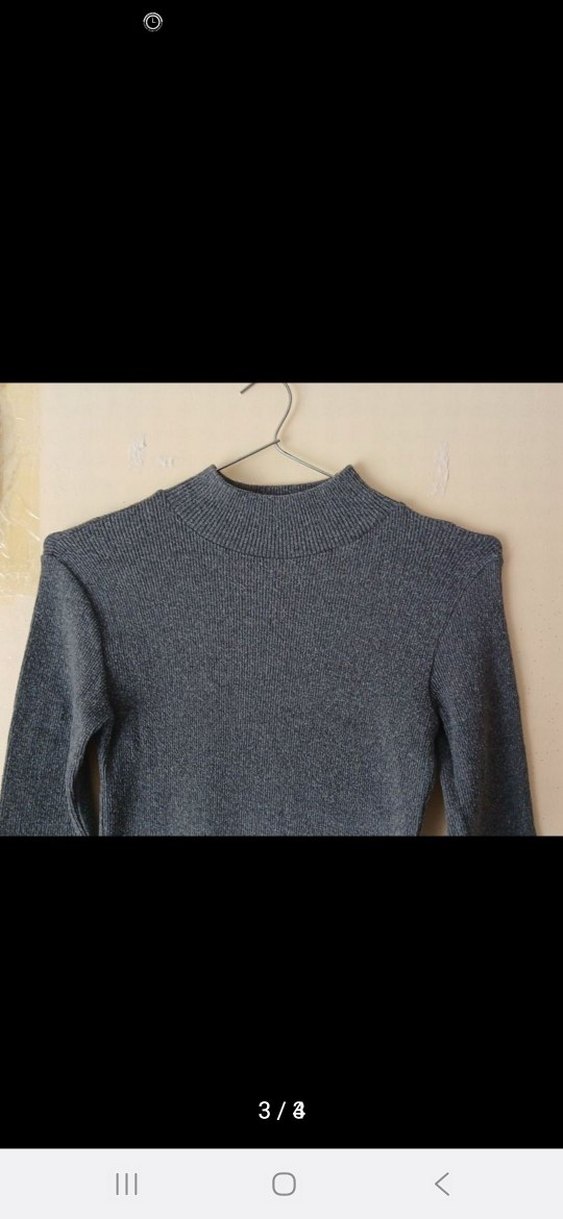 Uzun Kollu Gri Dar Kesim Mini Elbise - Görsel 3