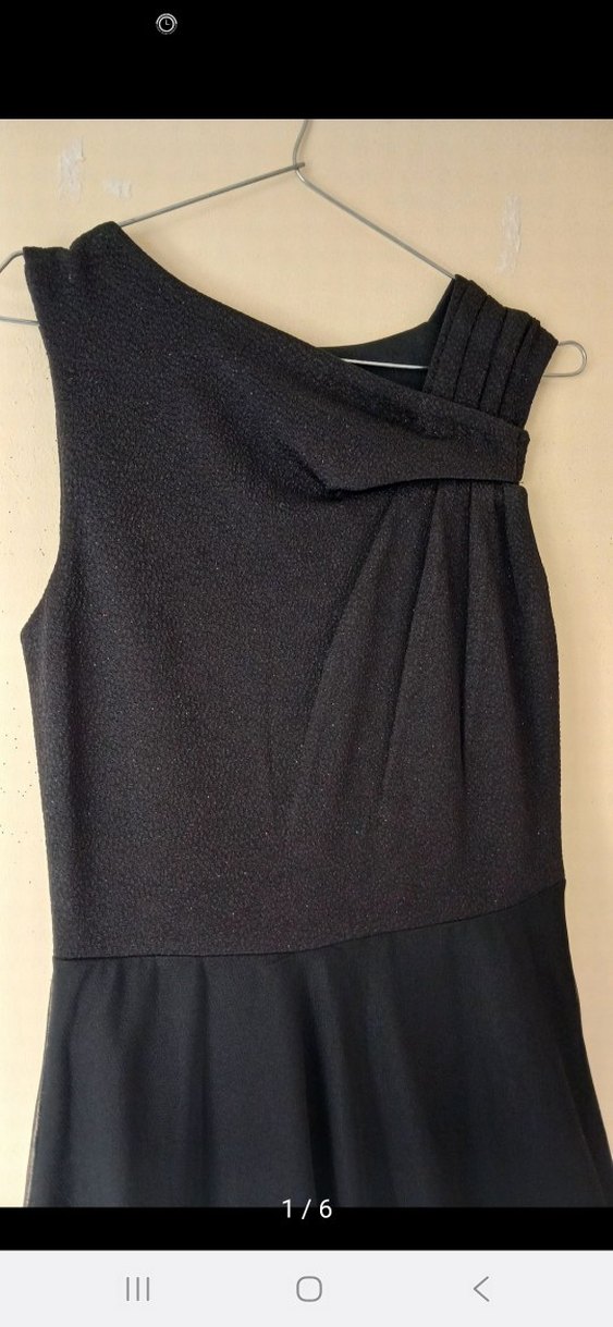 Siyah Simli Uzun Tül Abiye Elbise - Görsel 5