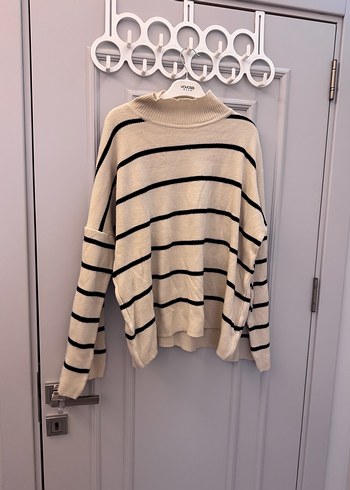 Çok az kullanılmış Çizgili Salaş Triko Kadın Kazak - Görsel 2