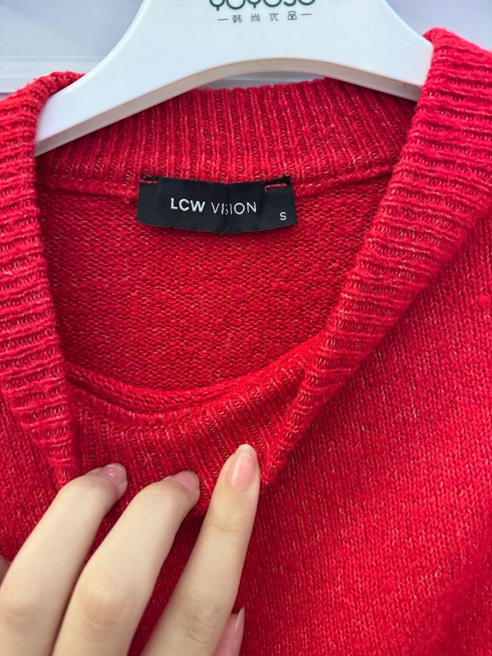 Çok az kullanılmış Kadın Kırmızı Salaş Triko Kazak - Görsel 3