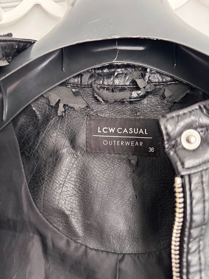 Kadın Siyah Deri Biker Ceket - Görsel 3