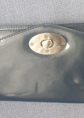 Mavi Parlak Deri Kadın Portföy Çanta - Görsel 3