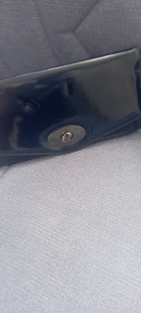 Mavi Parlak Deri Kadın Portföy Çanta - Görsel 2