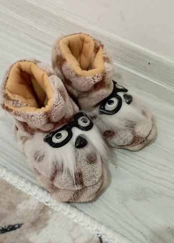 Çocuk Peluş Ev ayakkabısı Gözlüklü - Görsel 3