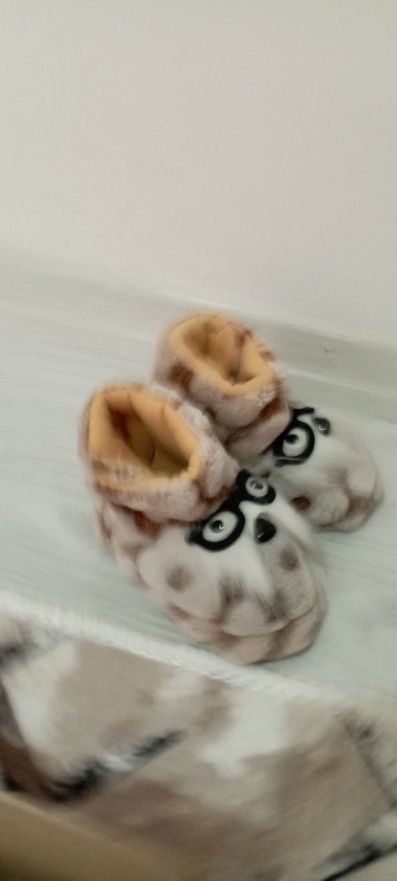 Çocuk Peluş Ev ayakkabısı Gözlüklü - Görsel 2